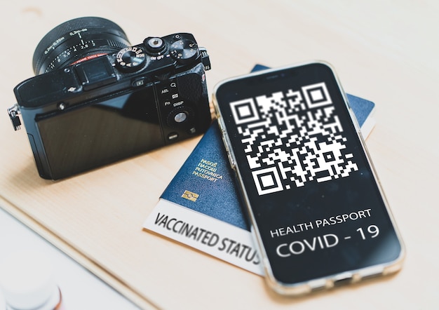 Covid smartphone qr code passport high quality photo