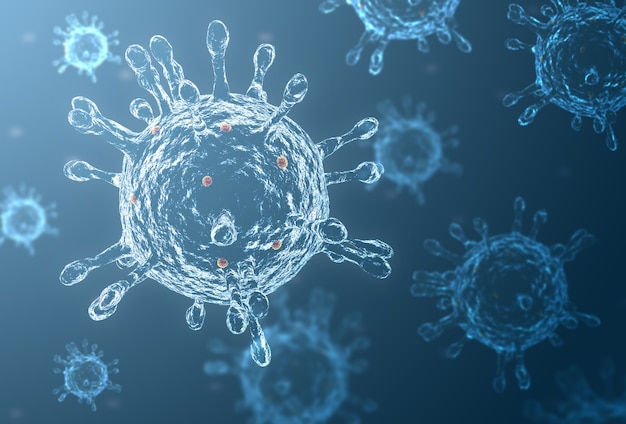 Covid virus germs cells illustration D render