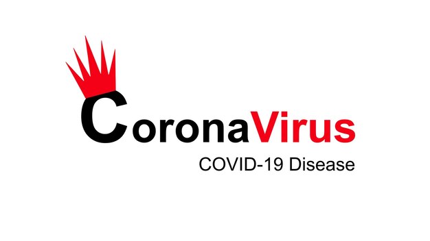 Iscrizione del banner informativo covid19 coronavirus con corona rossa isolata su sfondo bianco nuova epidemia globale del virus corona sarscov2