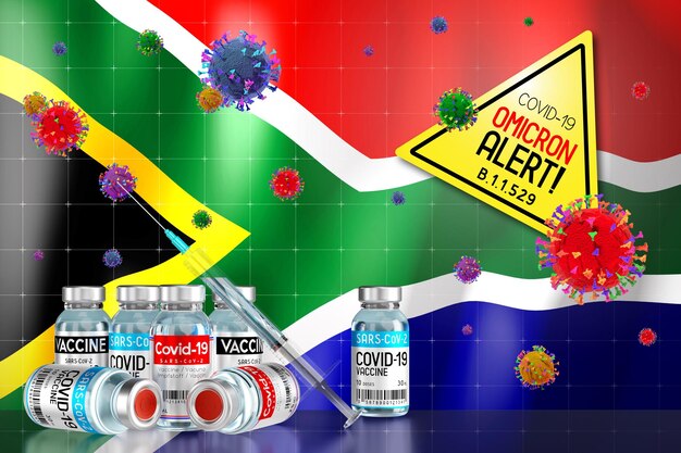 Covid19 omicron b11529 variant alert vaccinatieprogramma in zuid-afrika 3d illustratie