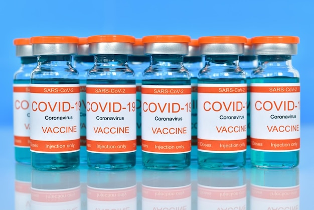 Covid19 vaccine in glass bottles