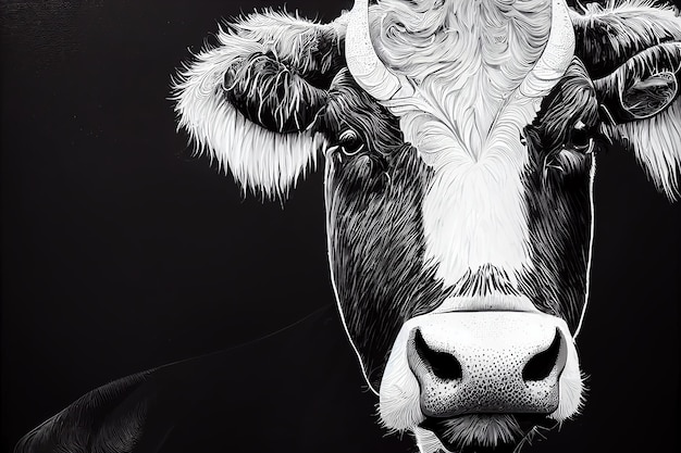 Cow animal portrait of a cow digital art style illustration\
painting