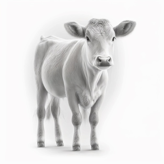 Cow animal sketch art illustration white background image Ai generated art