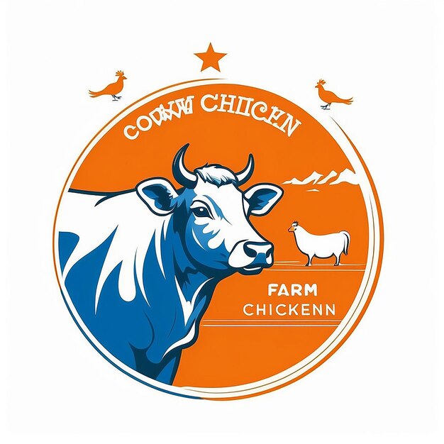 Photo cow and chicken farm logo design