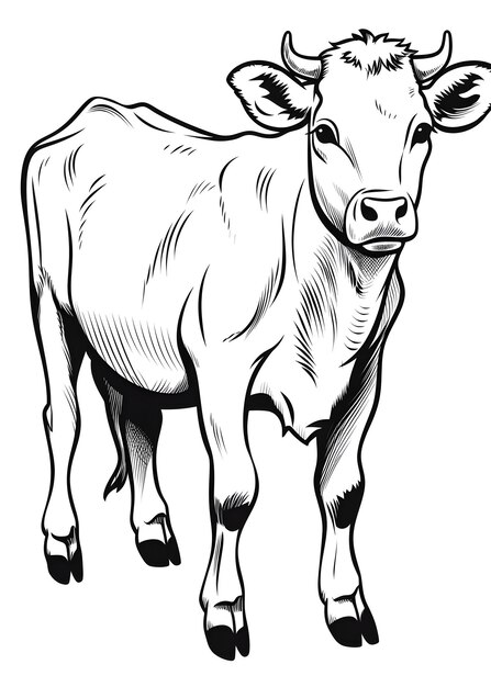 Cow Coloring Page Cow Line Art Coloring Page Cow Outline Drawing For Coloring Page Animal Coloring Page Cow Coloring Book AI Generative