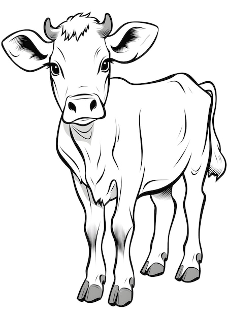 Фото cow coloring page cow line art coloring page cow outline drawing for coloring page animal coloring page cow coloring book ai generative