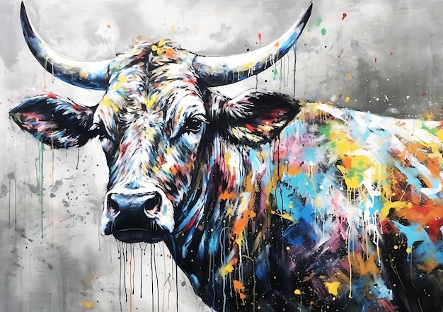 cow in the colourful mood
