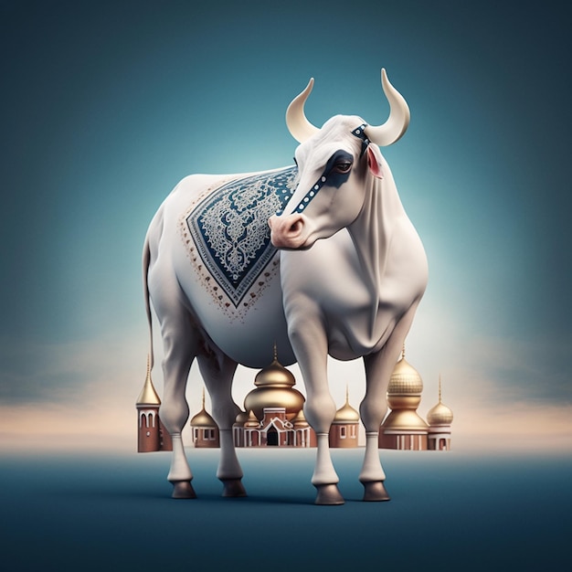 The cow Eid alAdha sale socail post cattle trader background photo AI Generated