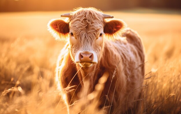 Cow Enjoying a Sunny Day in the Field