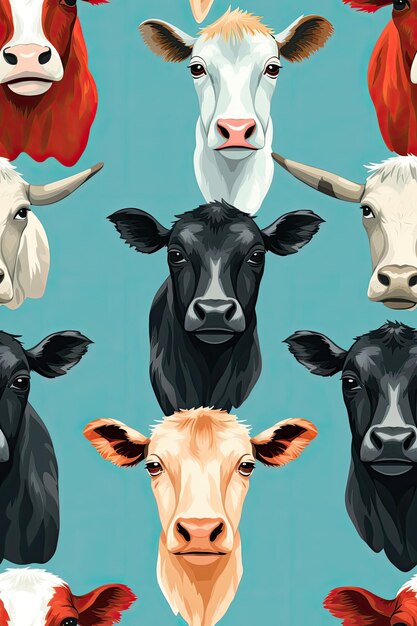 Photo cow faces seamless tiles