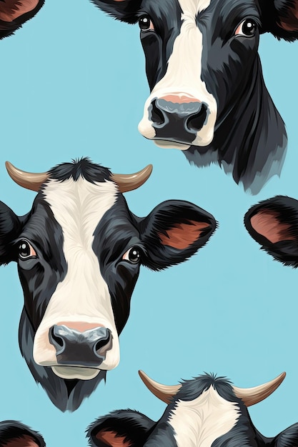 Cow faces seamless tiles