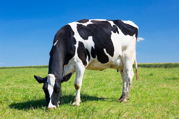Cow grazing on a meadow