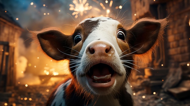 Cow having fun