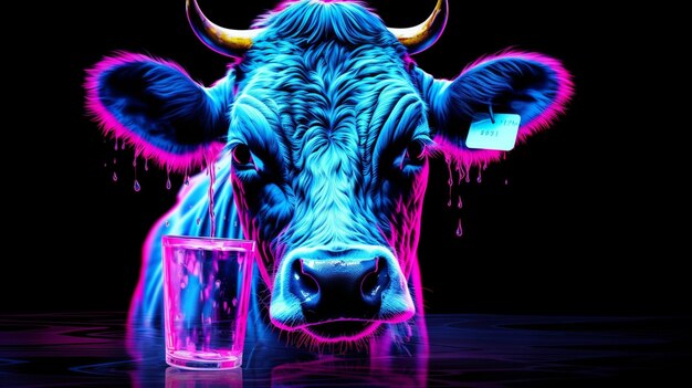 Photo a cow is drinking water illustration generated ai photo