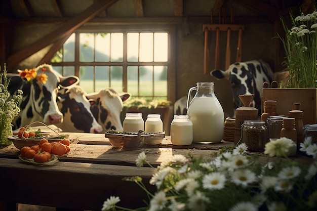 A cow is standing in front of a window with a cow in the background.