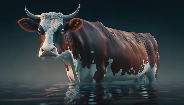 A cow is standing in water and the title is " the word " on the front "