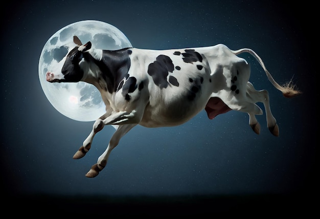 Cow jump over the moon Generate Ai