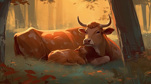 корова мать любовь Generate Ai
