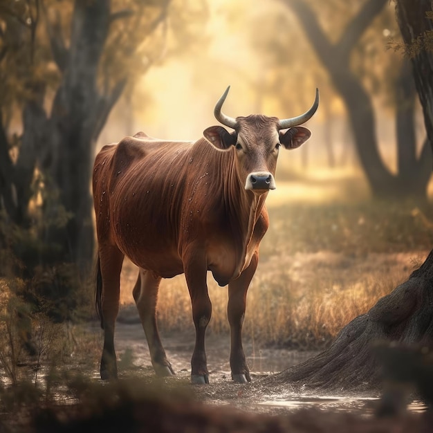 Cow in natural habitat generative AI