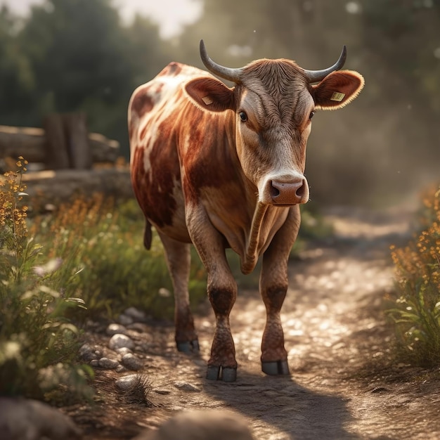 Cow in natural habitat generative AI