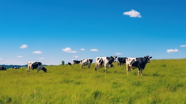 写真 緑の野原で作る人工知能を生み出す牛