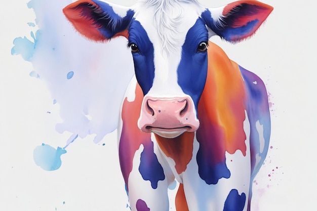 A cow photograph in watercolor style