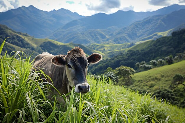 Cow in the rice field at Doi Ang Khang Chiang Mai Thailand