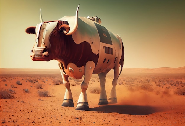 The cow runs on Mars Generate Ai