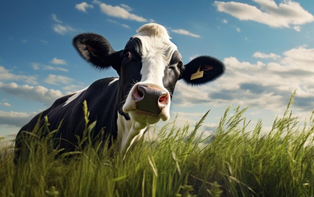 Cow in Rural Landscape Grazing