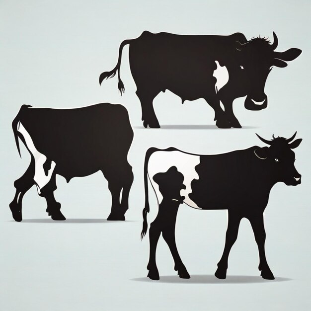 Foto cow silhouettes cartoon vector achtergrond