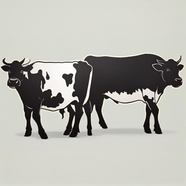 Cow silhouettes cartoon vector background