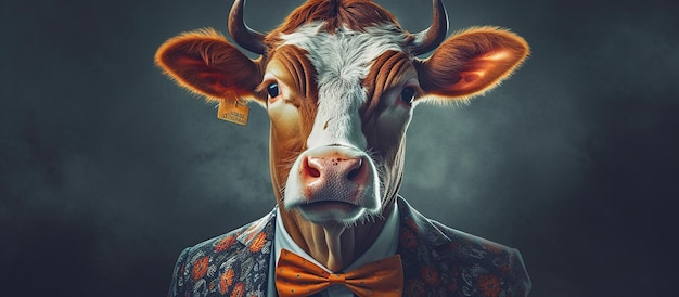 Cow in suit Generative AI