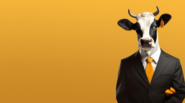 A cow in a suit