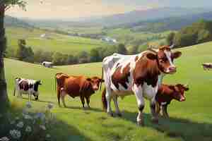 Photo cow on a summer pasture