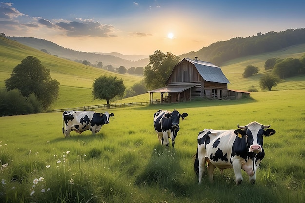 Photo cow on a summer pasture