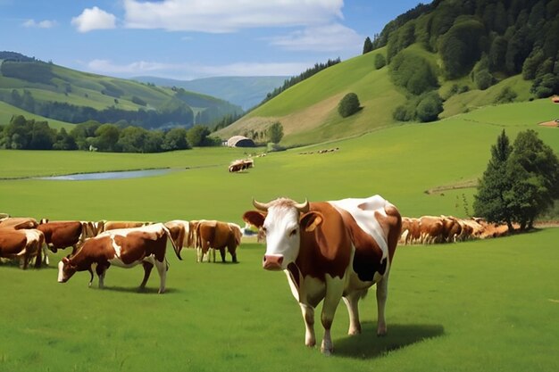 Cow on a summer pasture