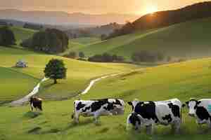 Photo cow on a summer pasture