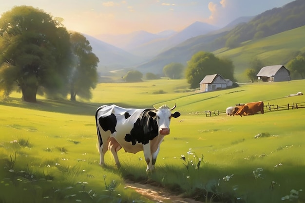 Cow on a summer pasture