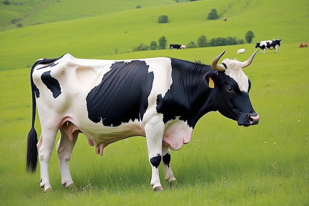 Photo cow on a summer pasture