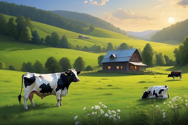 Cow on a summer pasture