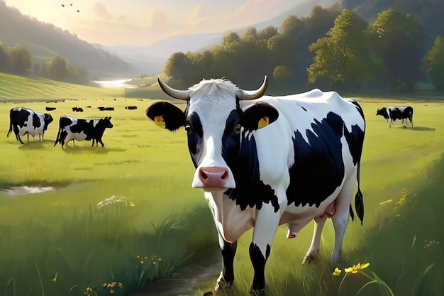 Cow on a summer pasture