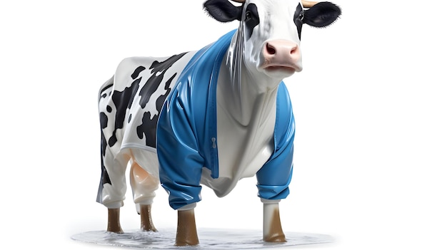 cow swimming wearing swimming costume AI generative
