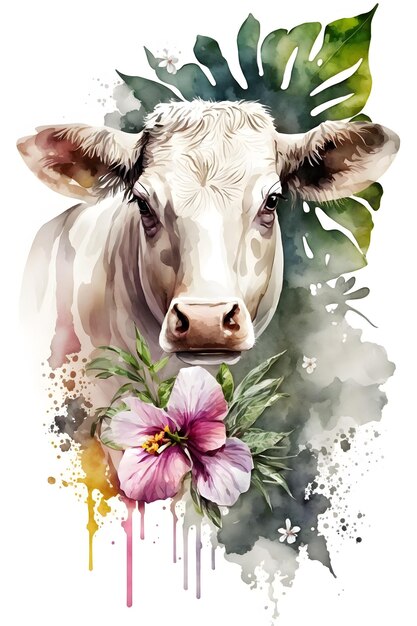 cow watercolor isolated on white background