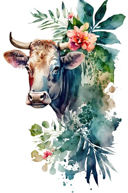 cow watercolor isolated on white background