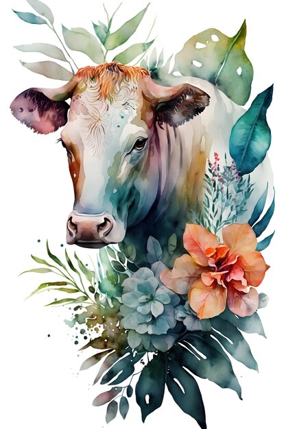 cow watercolor isolated on white background