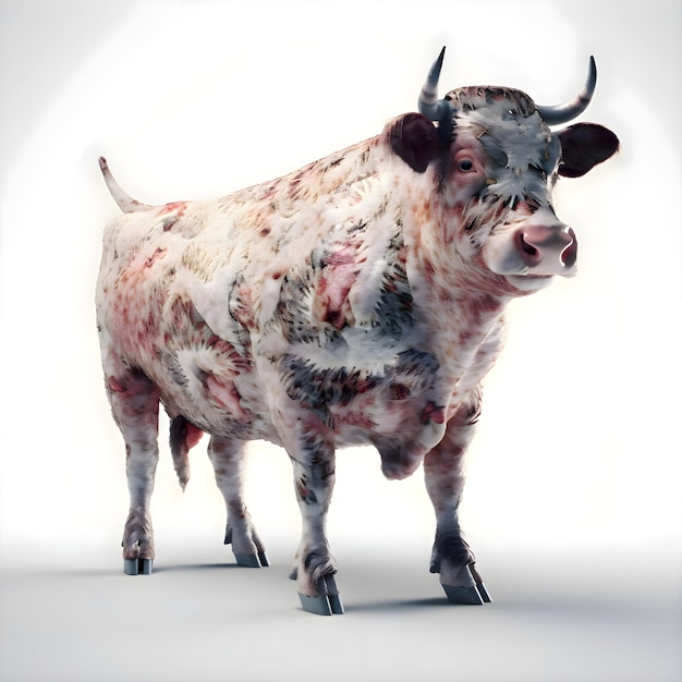 Cow on a white background 3d render Isolated