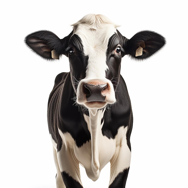 Photo cow on white background hyperrealistic