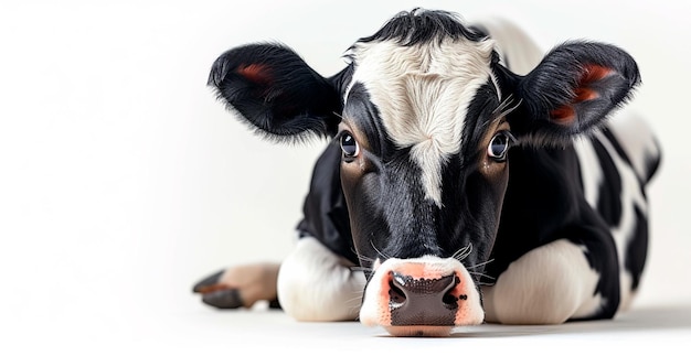 Cow on white isolated background calf AI generated image