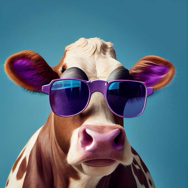 Photo cow with glassesgenerative ai