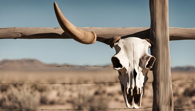 Photo a cow with horns and a bull behind a fence